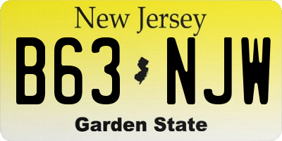 NJ license plate B63NJW