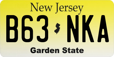 NJ license plate B63NKA