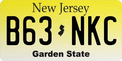 NJ license plate B63NKC