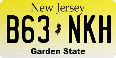 NJ license plate B63NKH