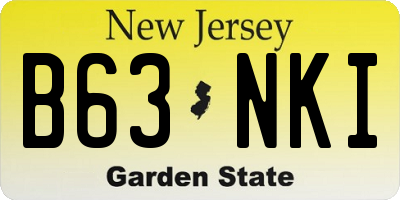 NJ license plate B63NKI
