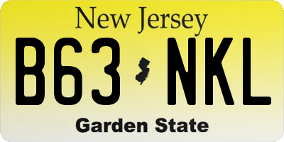 NJ license plate B63NKL