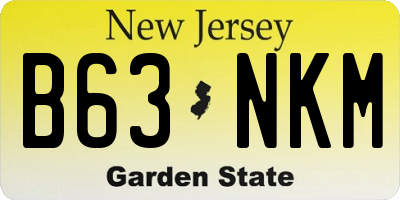 NJ license plate B63NKM