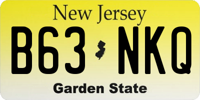 NJ license plate B63NKQ