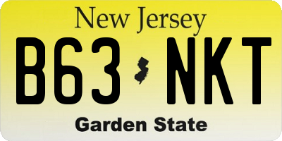NJ license plate B63NKT