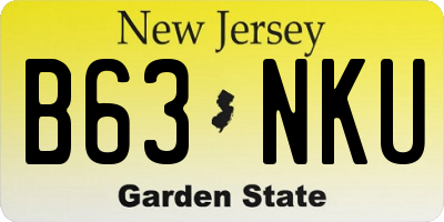 NJ license plate B63NKU