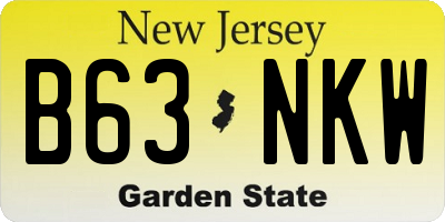 NJ license plate B63NKW
