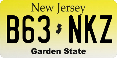 NJ license plate B63NKZ
