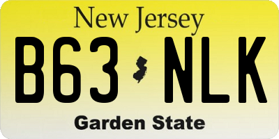 NJ license plate B63NLK