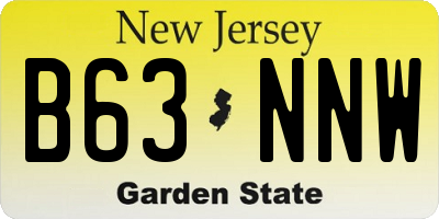 NJ license plate B63NNW