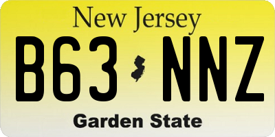 NJ license plate B63NNZ