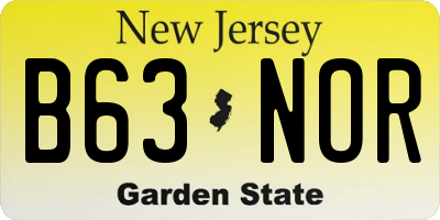 NJ license plate B63NOR