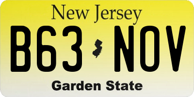 NJ license plate B63NOV