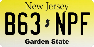 NJ license plate B63NPF