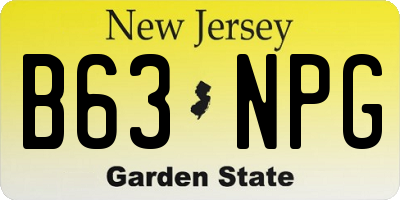 NJ license plate B63NPG