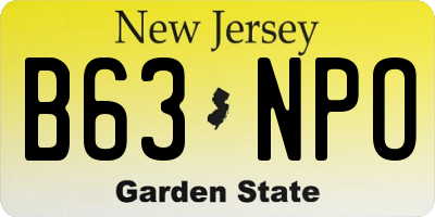 NJ license plate B63NPO