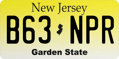 NJ license plate B63NPR