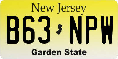 NJ license plate B63NPW