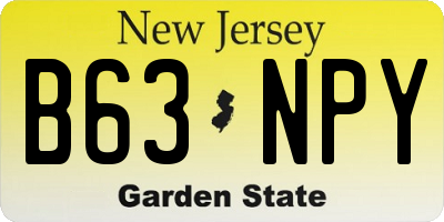 NJ license plate B63NPY