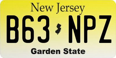 NJ license plate B63NPZ
