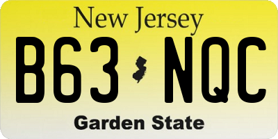 NJ license plate B63NQC