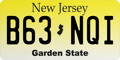 NJ license plate B63NQI