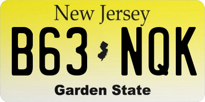 NJ license plate B63NQK