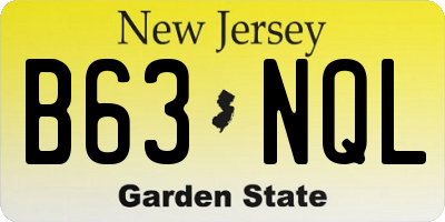 NJ license plate B63NQL