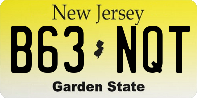 NJ license plate B63NQT