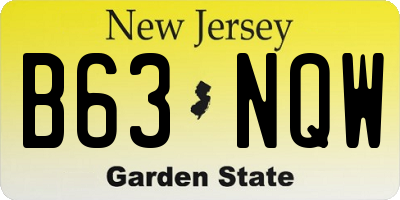 NJ license plate B63NQW