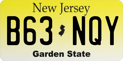 NJ license plate B63NQY
