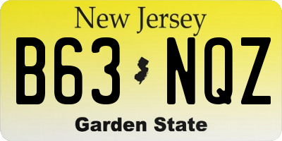 NJ license plate B63NQZ