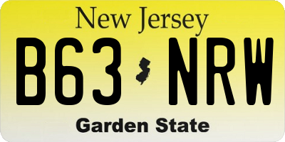 NJ license plate B63NRW