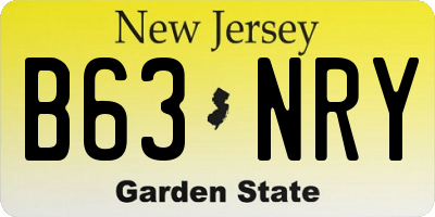 NJ license plate B63NRY
