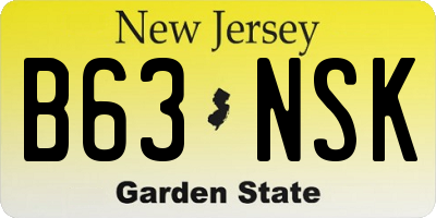 NJ license plate B63NSK