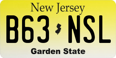 NJ license plate B63NSL