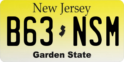 NJ license plate B63NSM