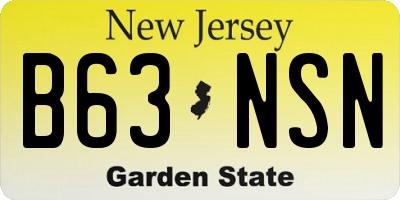 NJ license plate B63NSN