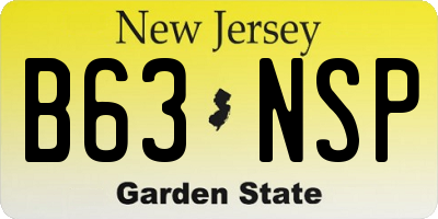 NJ license plate B63NSP