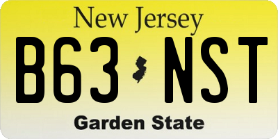 NJ license plate B63NST