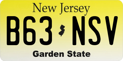 NJ license plate B63NSV