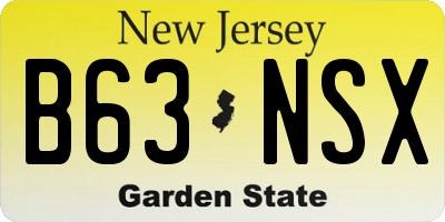 NJ license plate B63NSX