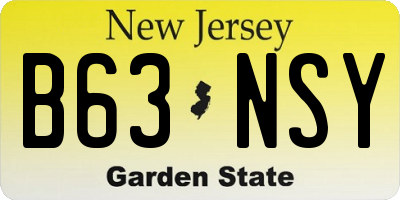 NJ license plate B63NSY