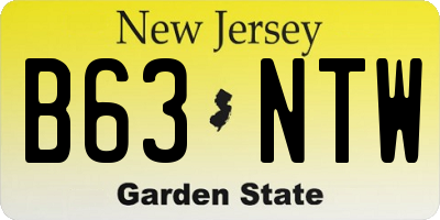NJ license plate B63NTW