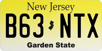 NJ license plate B63NTX