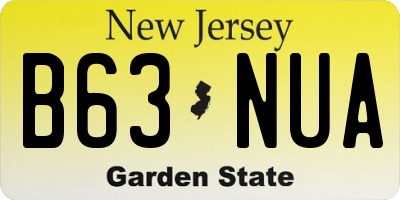 NJ license plate B63NUA