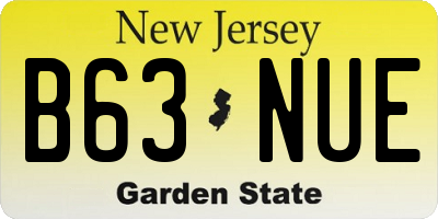 NJ license plate B63NUE