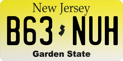 NJ license plate B63NUH
