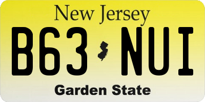 NJ license plate B63NUI