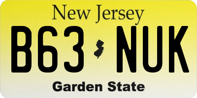 NJ license plate B63NUK